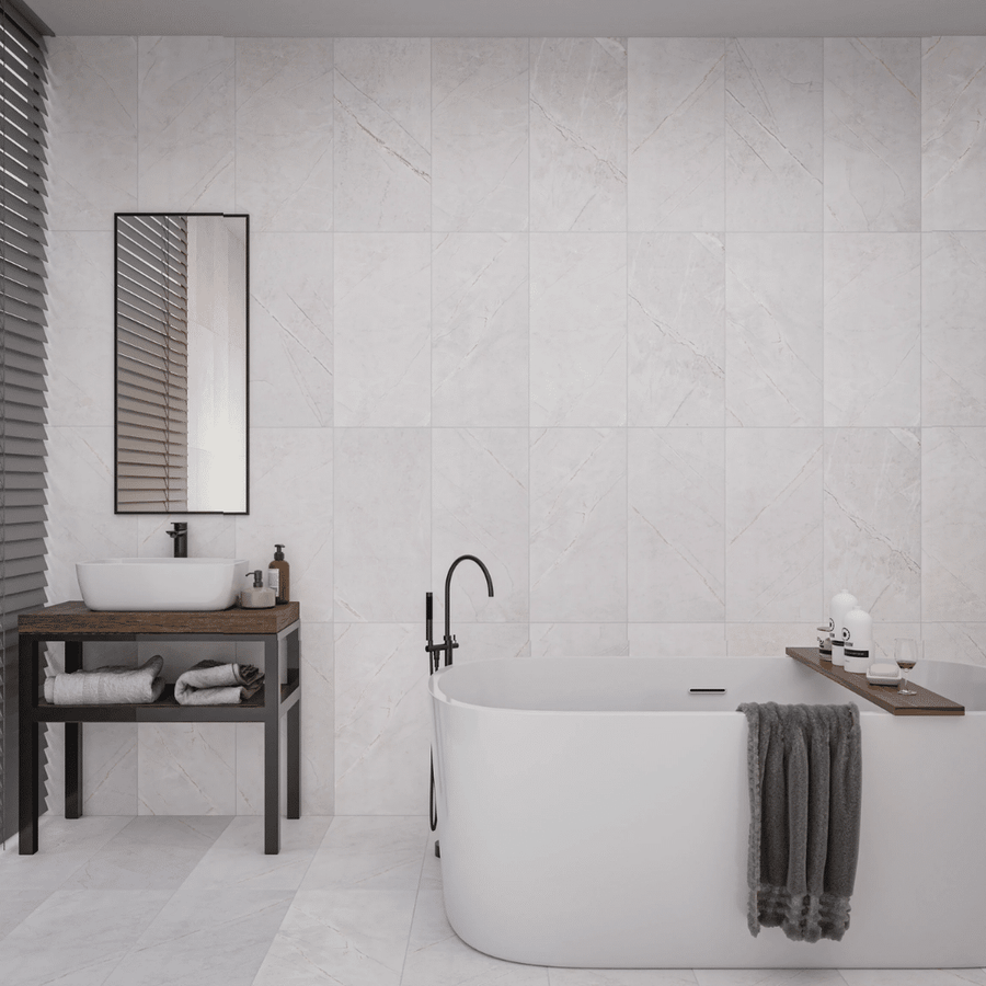 Agora Light Grey matt ceramic marble effect wall tile