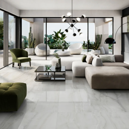 Elegant wall and floor design using white marble porcelain tiles