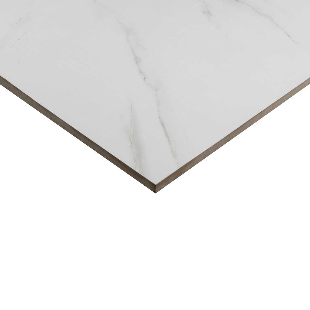 Alaska Satuario Grey 300x600 Polished Marble Effect Porcelain Tile - Side Angle