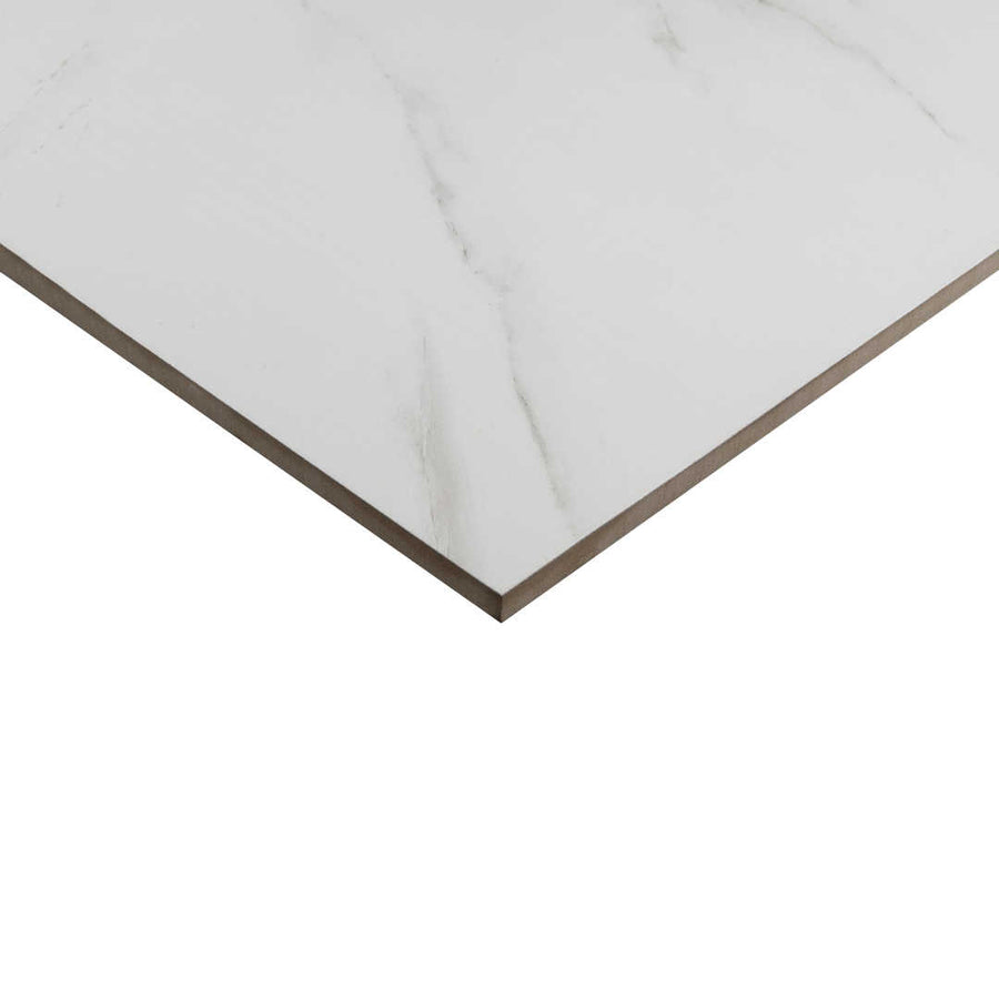 Alaska Satuario Grey 300x600 Polished Marble Effect Porcelain Tile - Side Angle