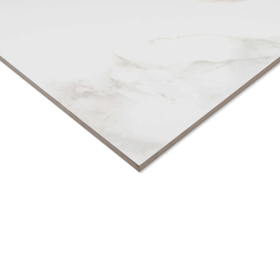 Alpine Satuario White 300x600 Matt Marble Effect Porcelain Tile - Side Angle