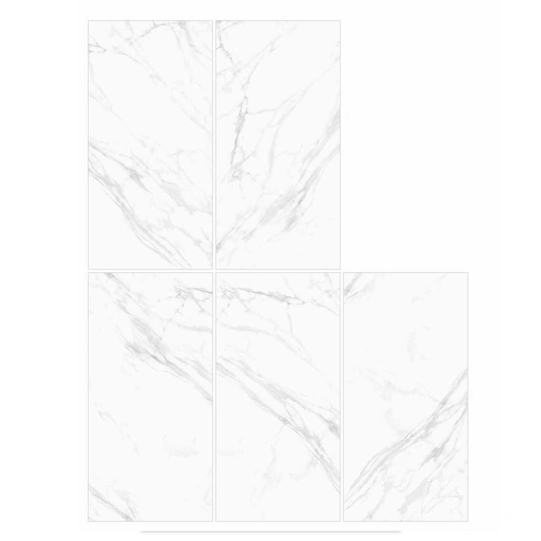 Alps Blanco Royal White 600x1200 Polished Marble Effect Porcelain Tile - All Face