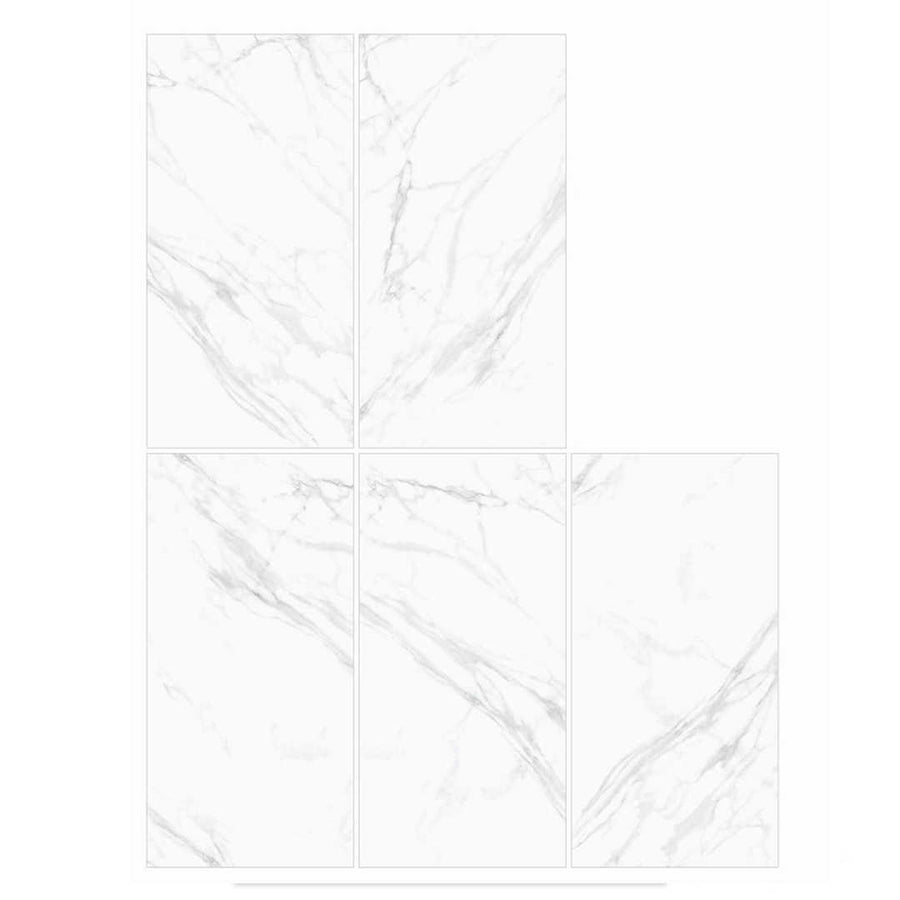 Alps Blanco Royal White 600x1200 Satin Matt Marble Effect Porcelain Tile - All Face