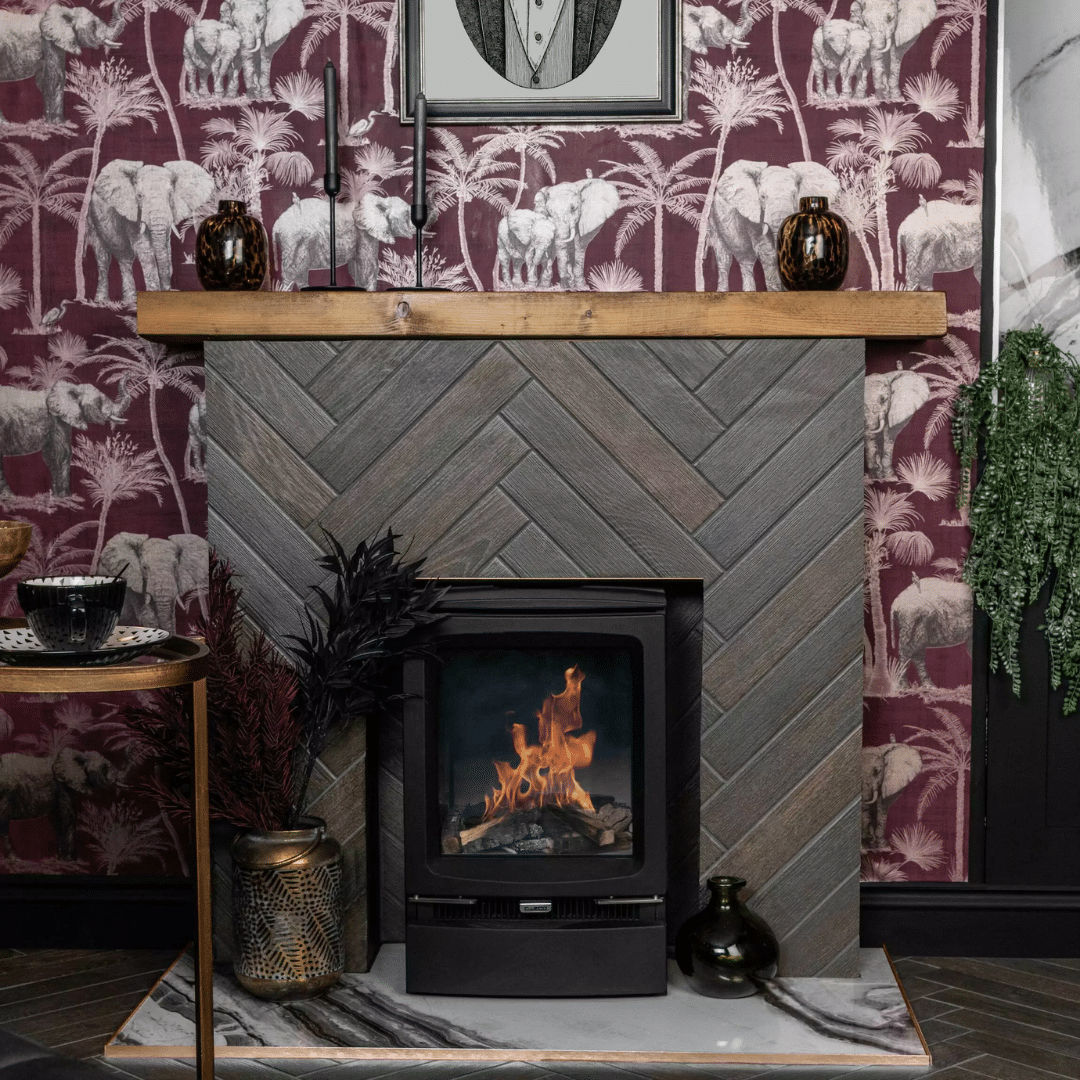 Warm brown porcelain tiles featuring realistic wood detail