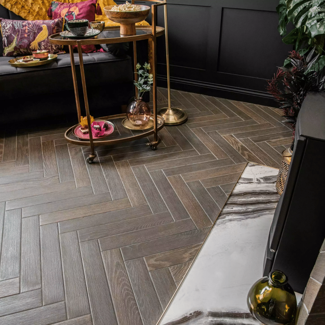 Wood effect porcelain tiles offering soft matt finish