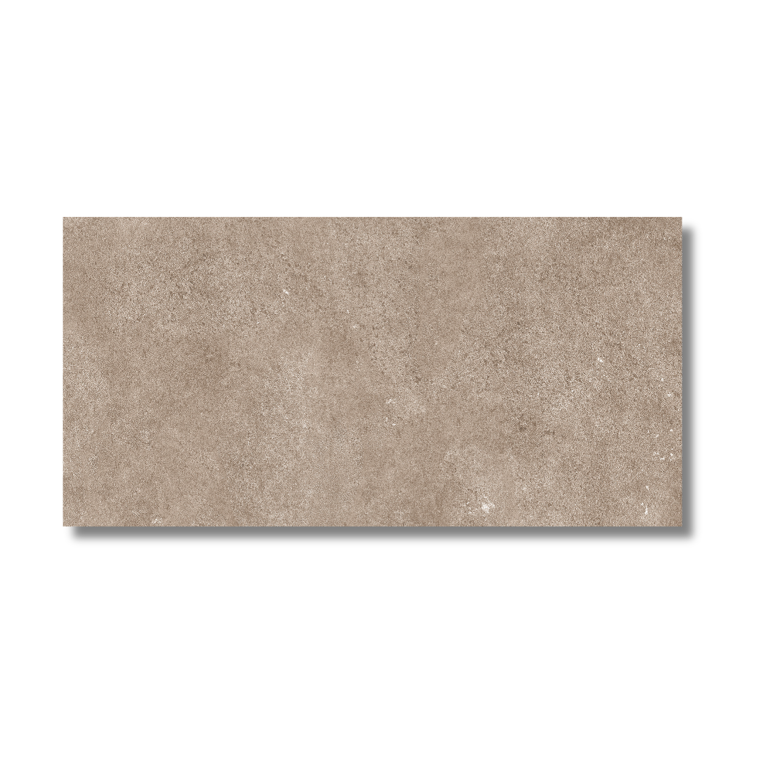 Kitchen interior with grey porcelain stone effect wall floor tiles