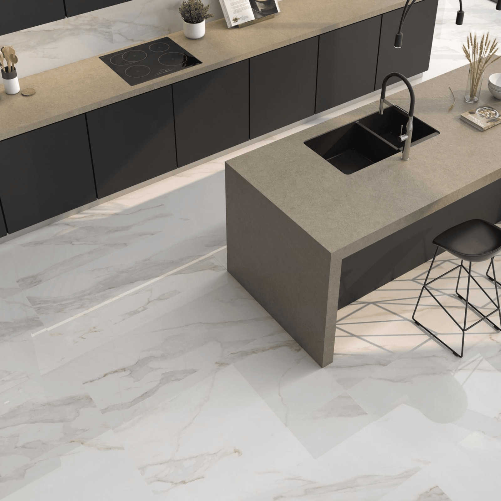 Golden polished porcelain surface