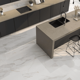 Golden polished porcelain surface