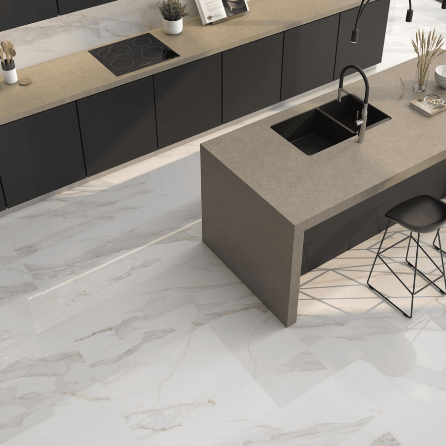 Golden polished porcelain surface