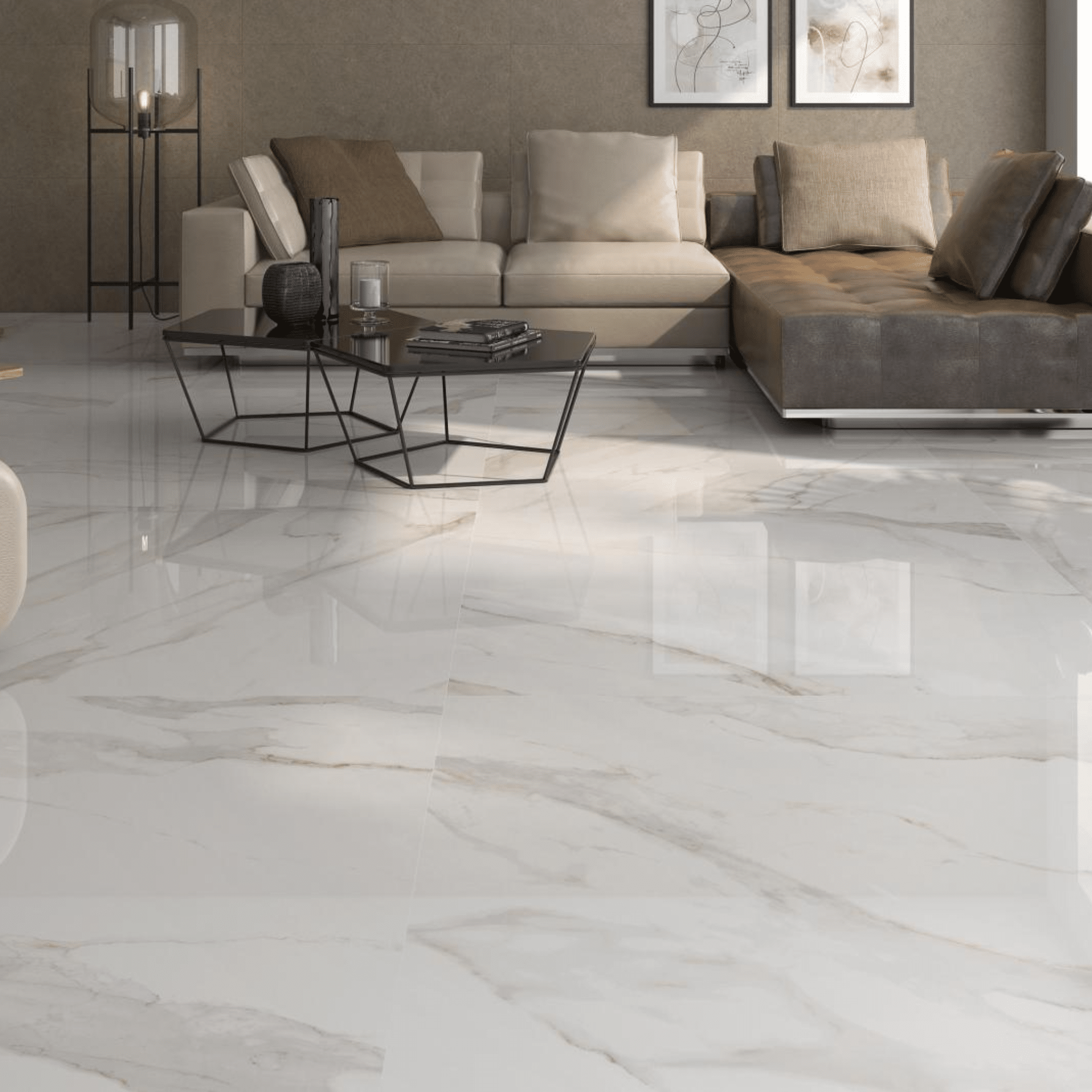 Elegant golden porcelain flooring