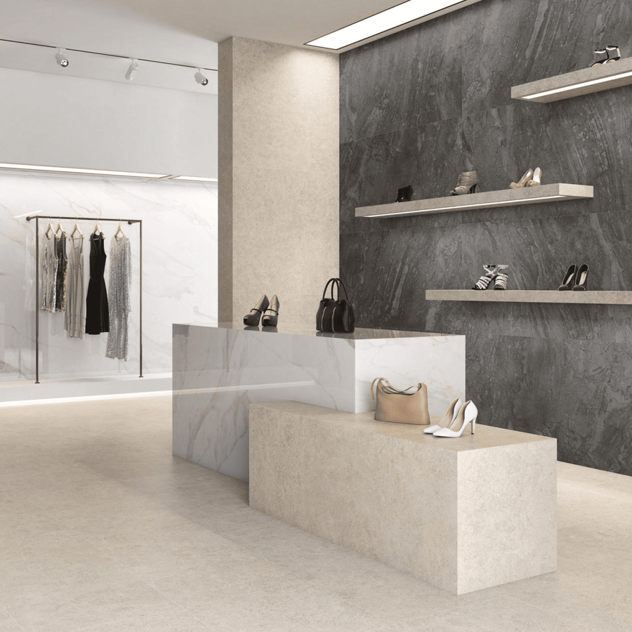 Elegant golden porcelain flooring