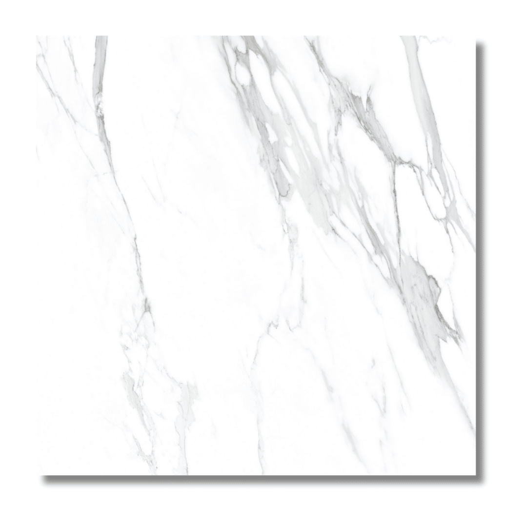 Elegant white porcelain tile with soft marble look finish