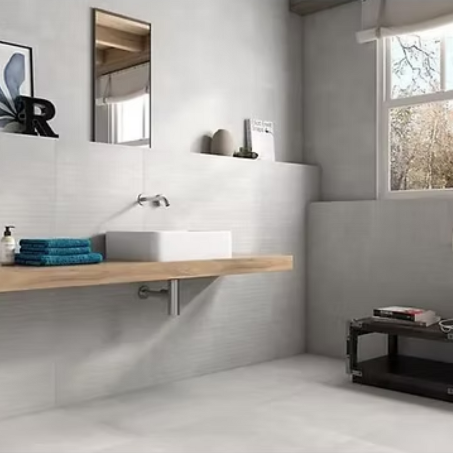 Grey rectified porcelain floor tile