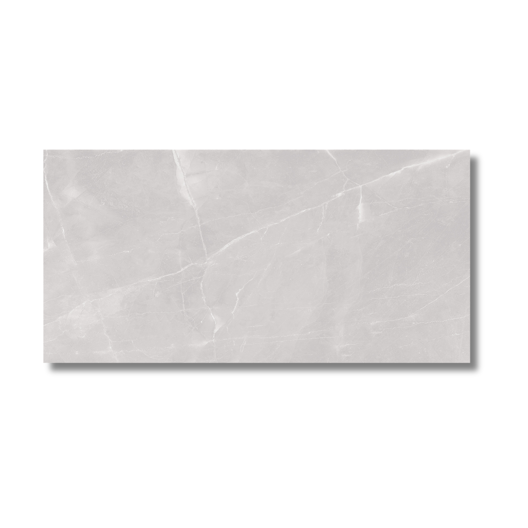 Bathroom wall and floor with grey stone effect porcelain tiles