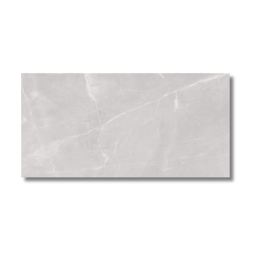 Bathroom wall and floor with grey stone effect porcelain tiles