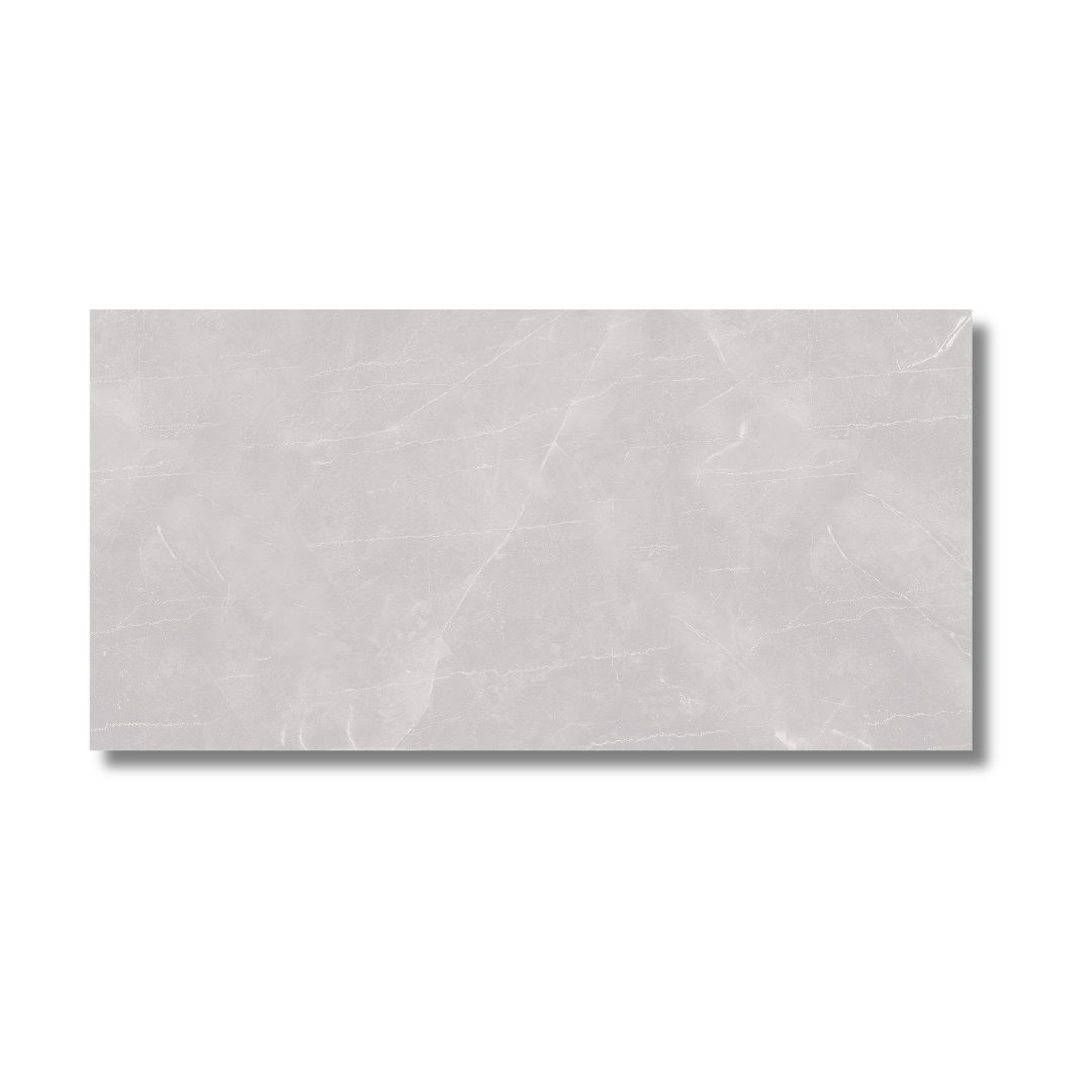 Kitchen wall and floor design using grey porcelain tiles