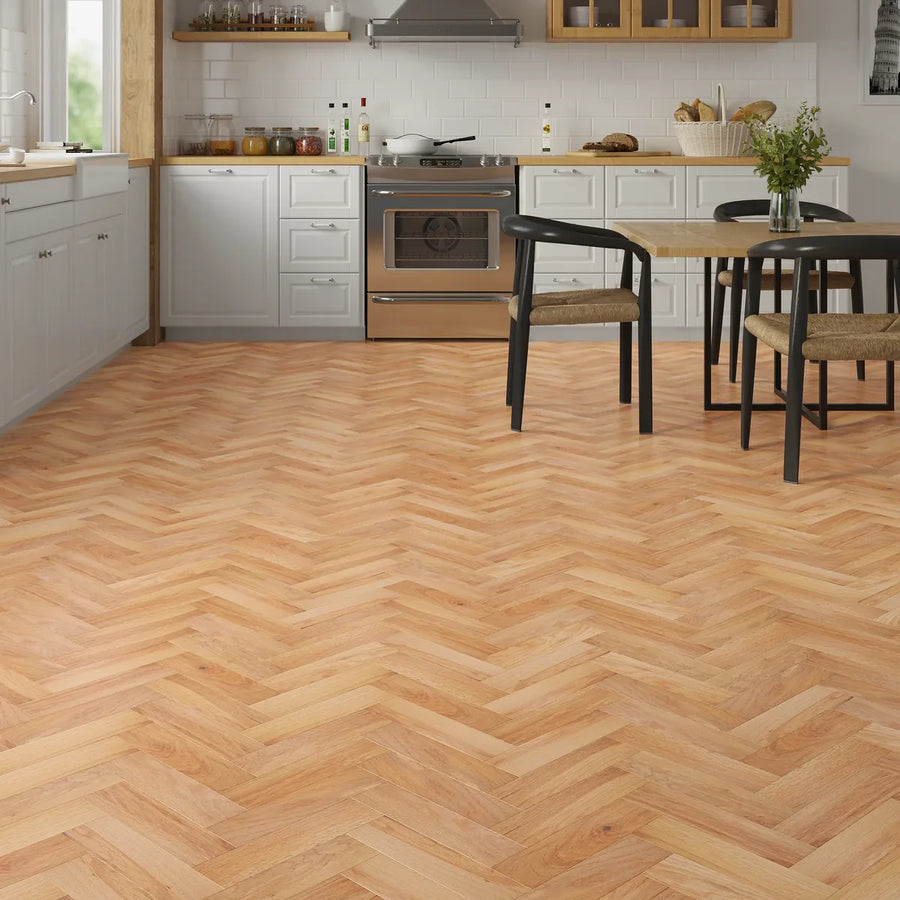 Orrell Natural Oak Herringbone Flooring in a room setting