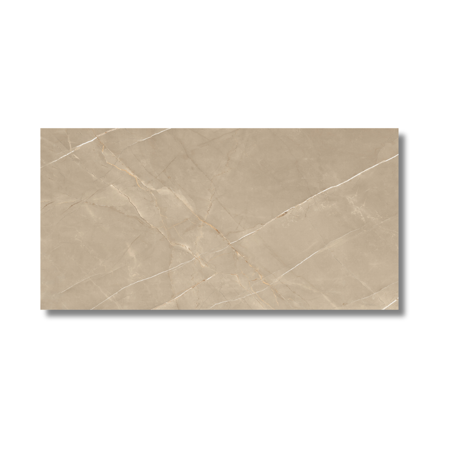 Bathroom wall and floor with beige marble effect porcelain tiles