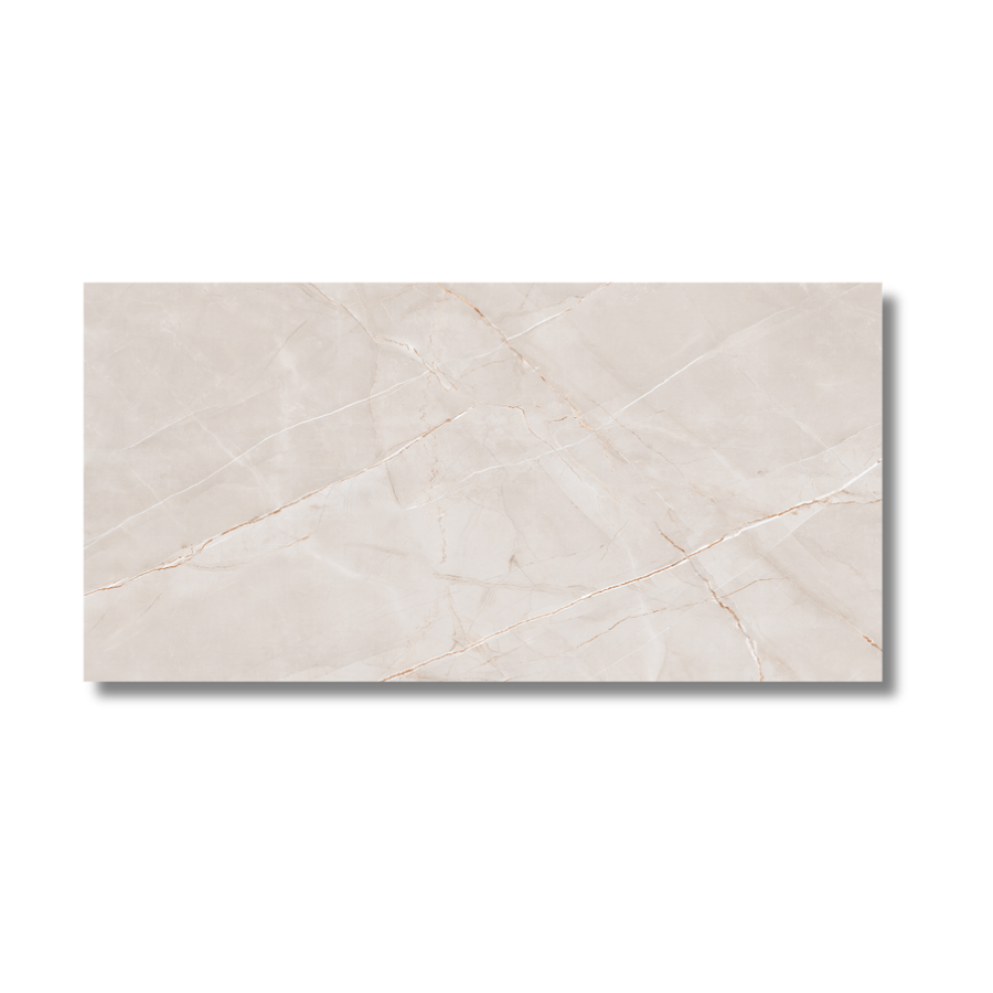 Cream marble effect porcelain wall and floor tiles hallway design