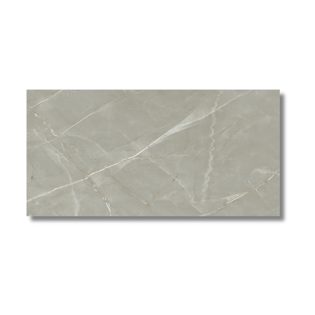 Grey marble effect porcelain wall and floor tiles in bathroom