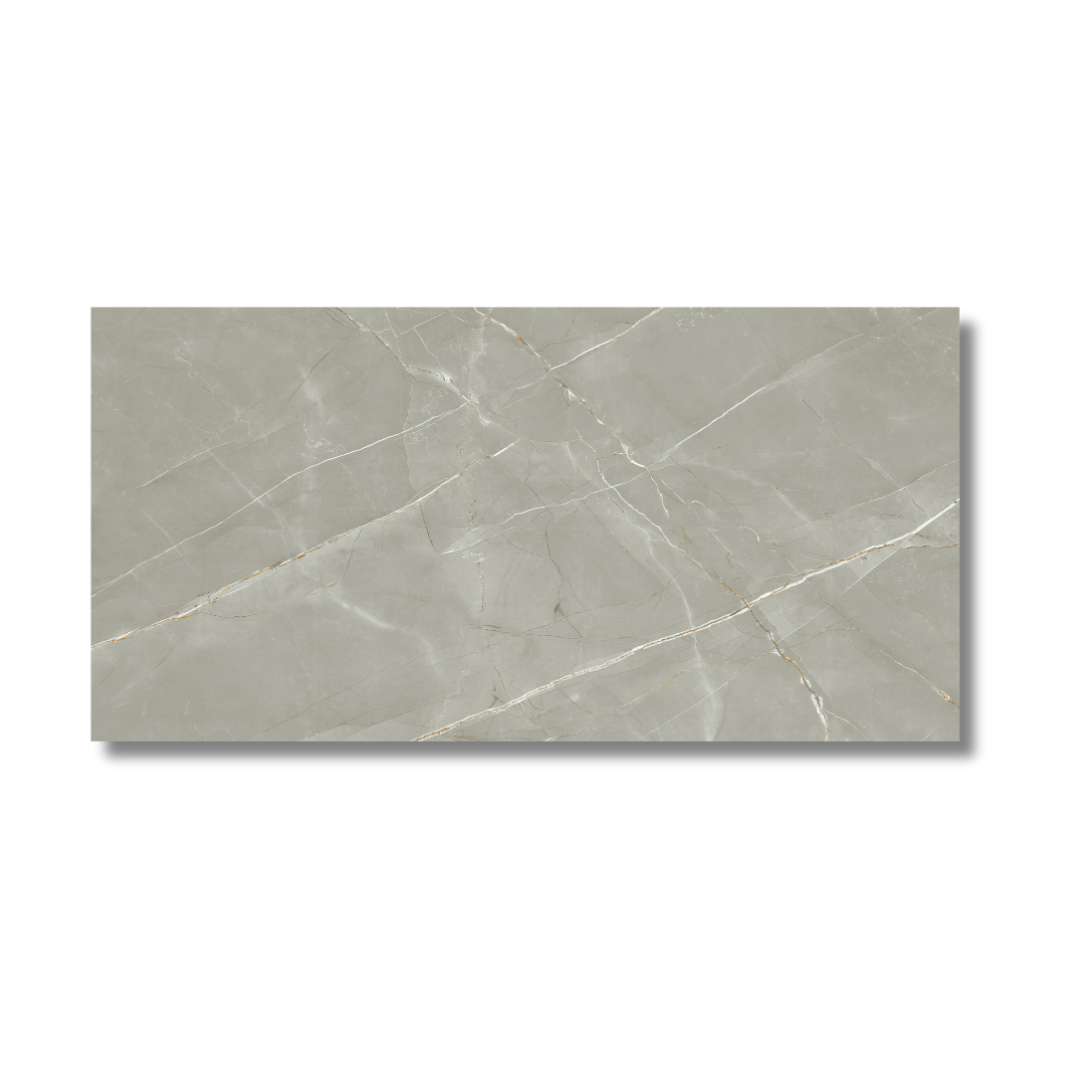 Modern kitchen wall and floor with grey porcelain marble tiles