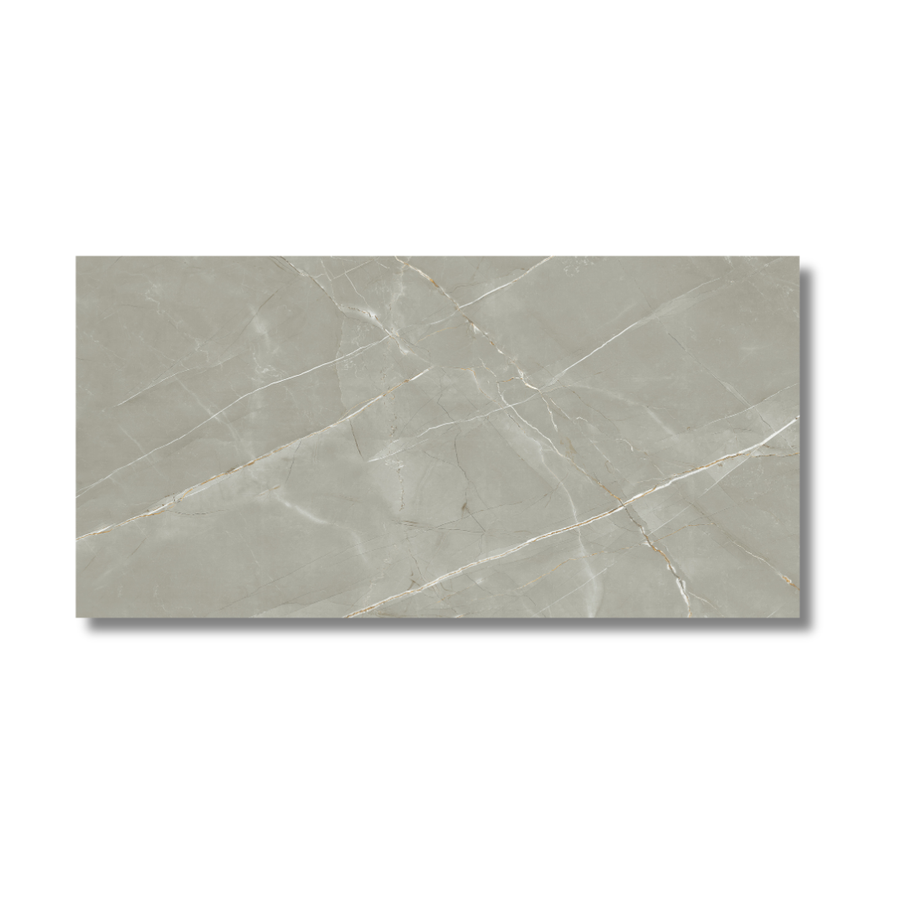 Modern kitchen wall and floor with grey porcelain marble tiles