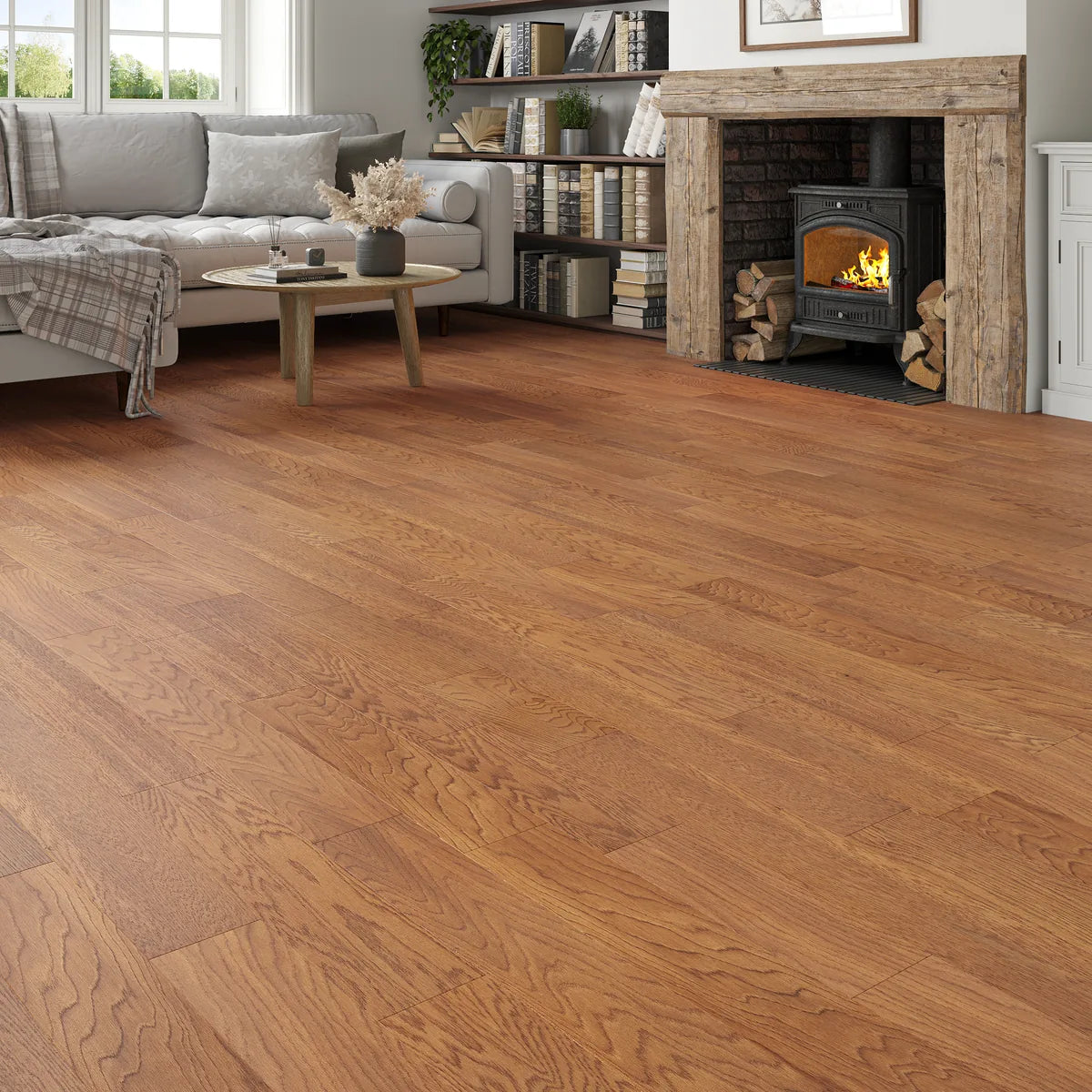 Cranleigh Golden Oak Engineered Wood Flooring in a room setting