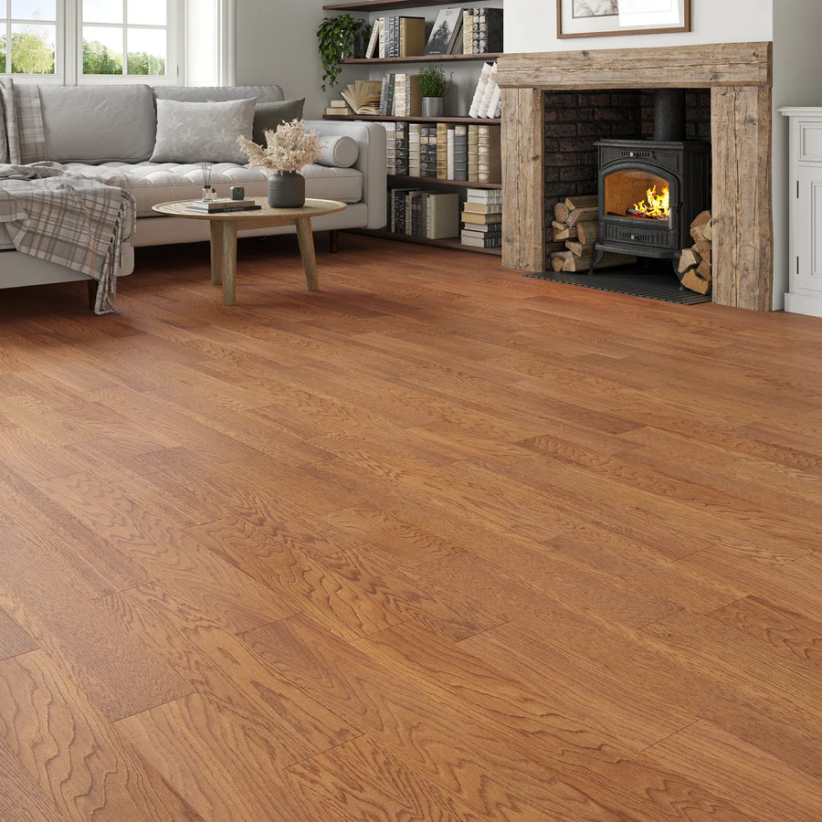 Cranleigh Golden Oak Engineered Wood Flooring in a room setting