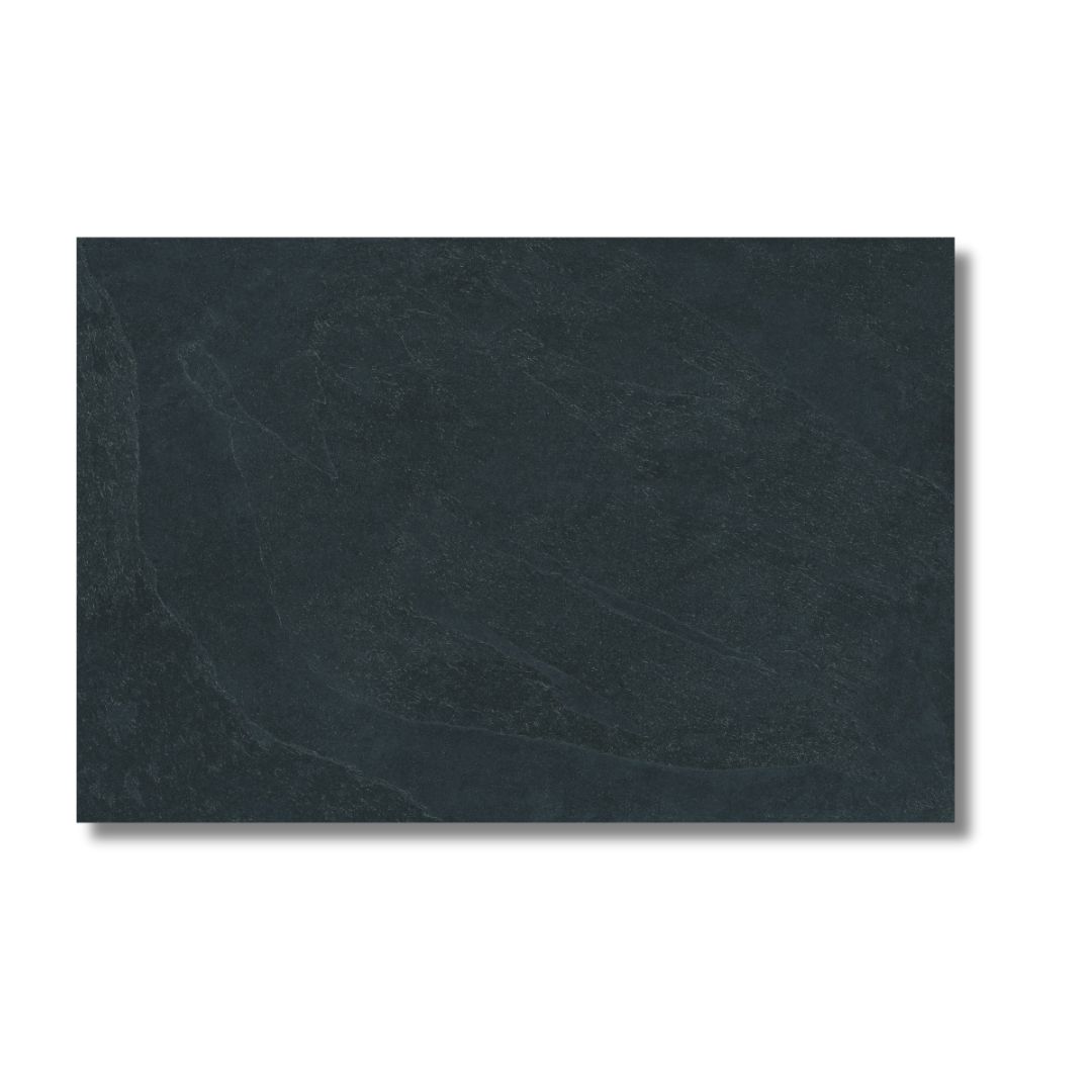 Black porcelain stone effect tiles used for patio flooring