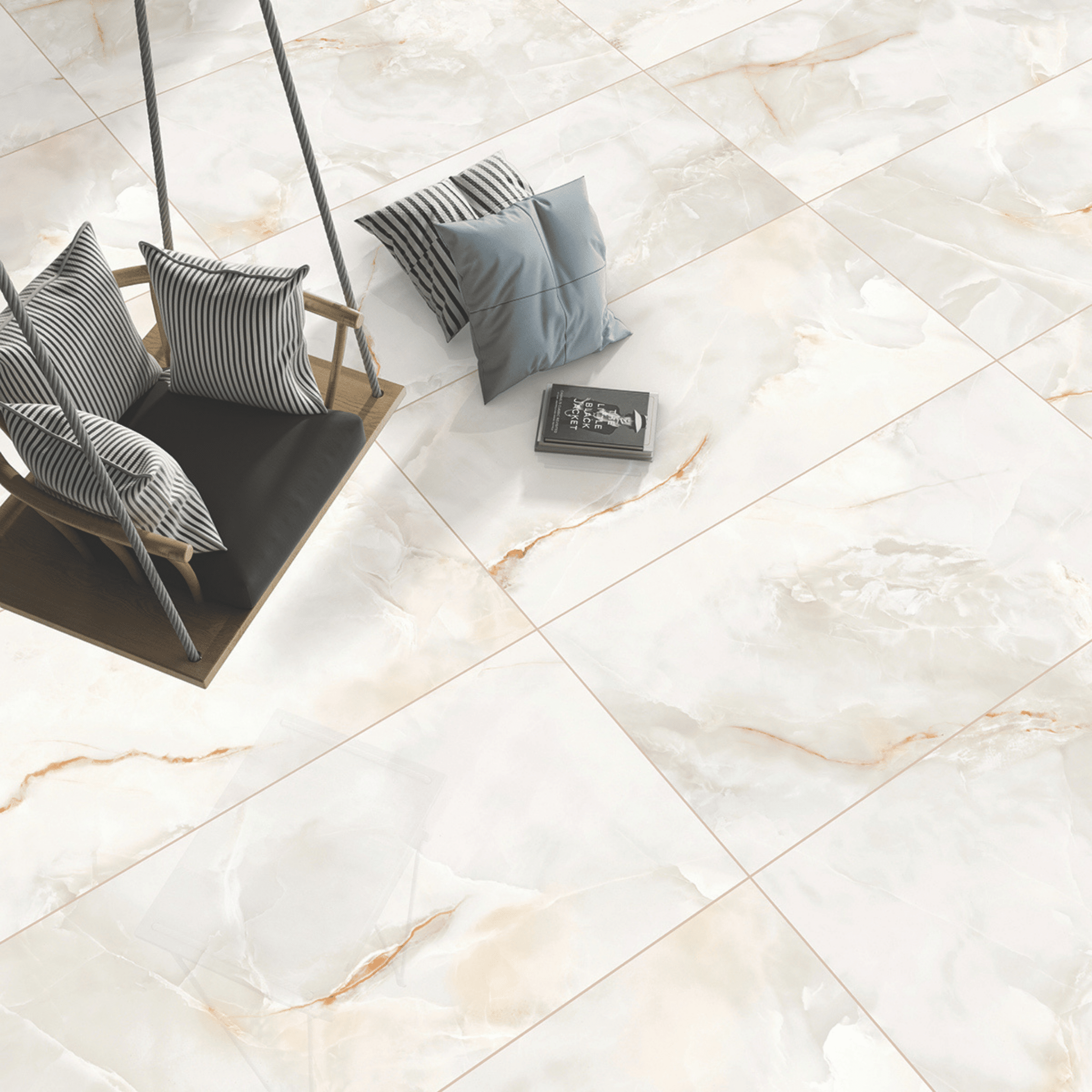 Gloss polished porcelain tile Onyx design