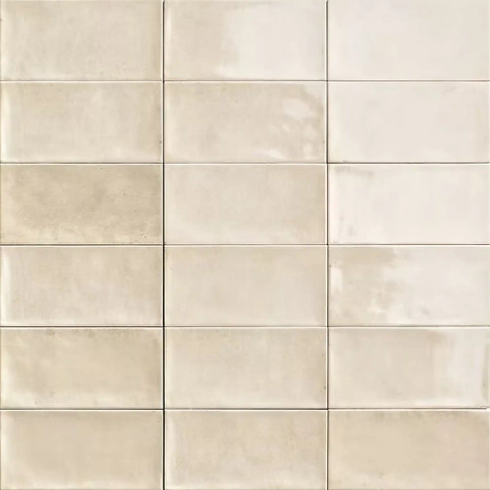 Close-up of Chiswick Bone tile with glossy finish