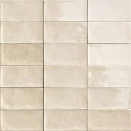 Close-up of Chiswick Bone tile with glossy finish