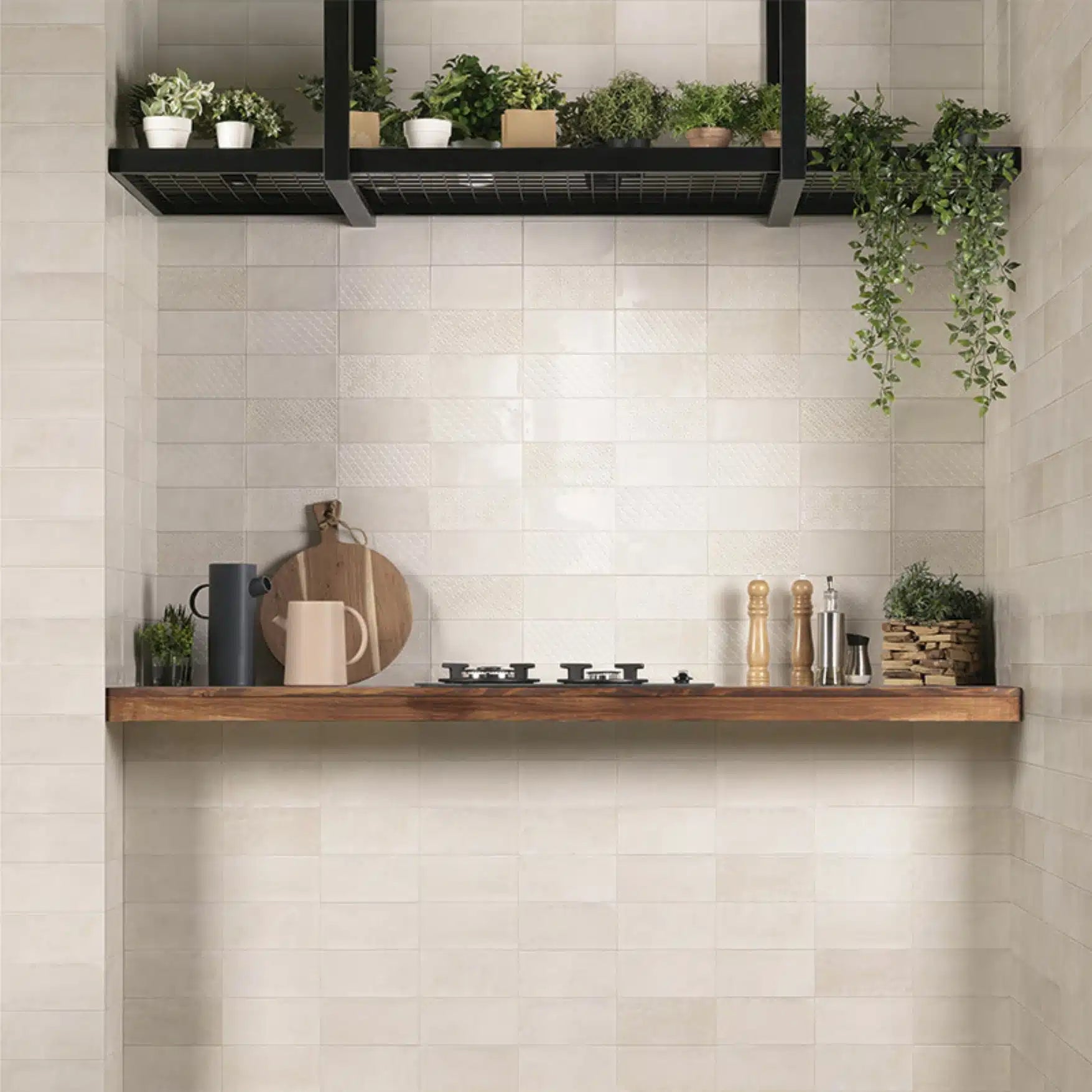 Gloss ceramic wall tile with wave texture