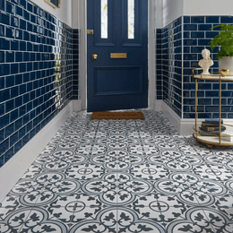 Elegant matt finish ceramic tiles in Marina Blue