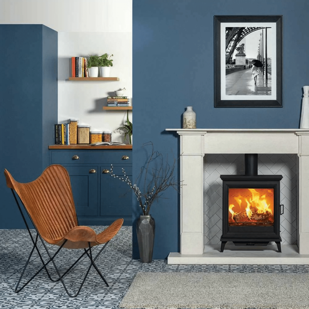 Bourton Marina Blue ceramic tiles with patterned matt finish