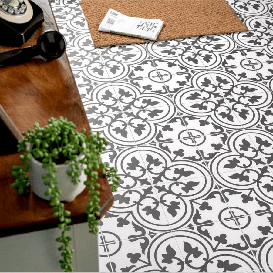 Contemporary monochrome ceramic tiles with strong design contrast