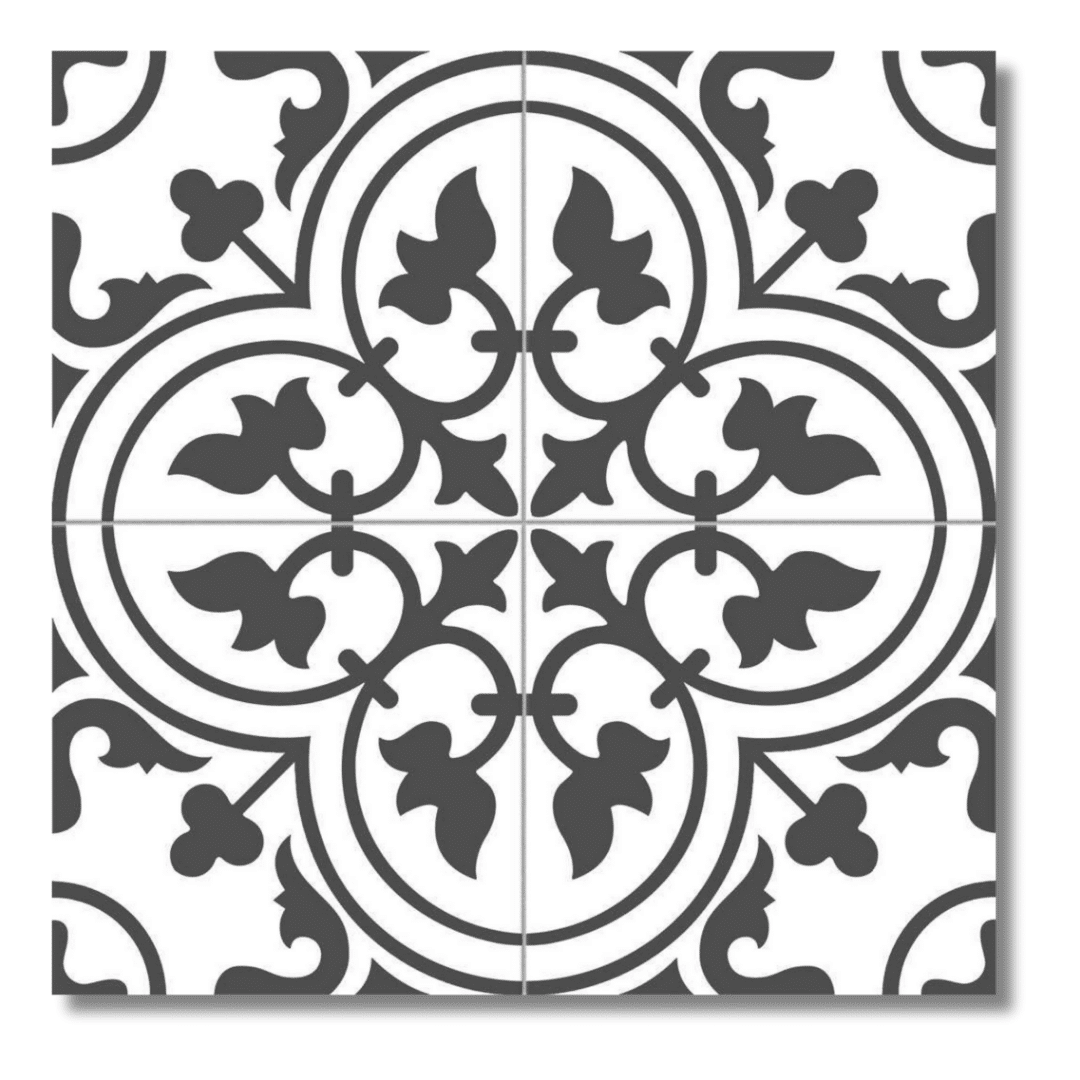 Matt finish patterned ceramic tiles in olive green tone