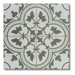 Matt finish patterned ceramic tiles in olive green tone