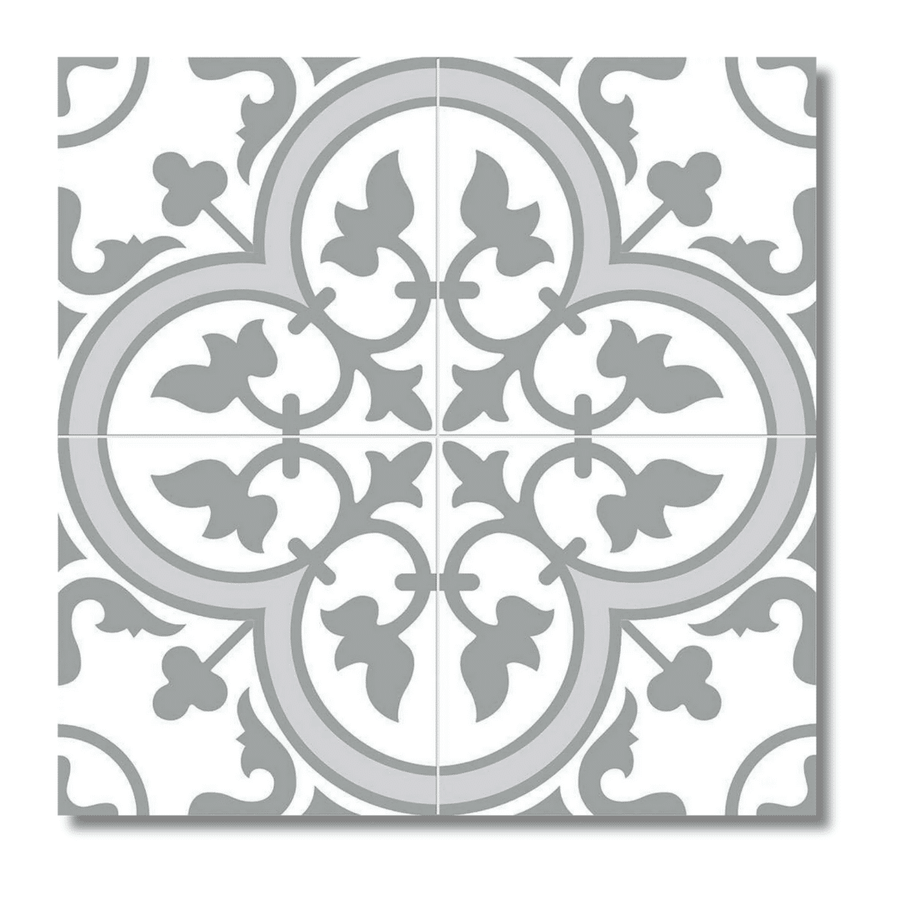 Grey ceramic wallfloor tiles featuring subtle patterned texture