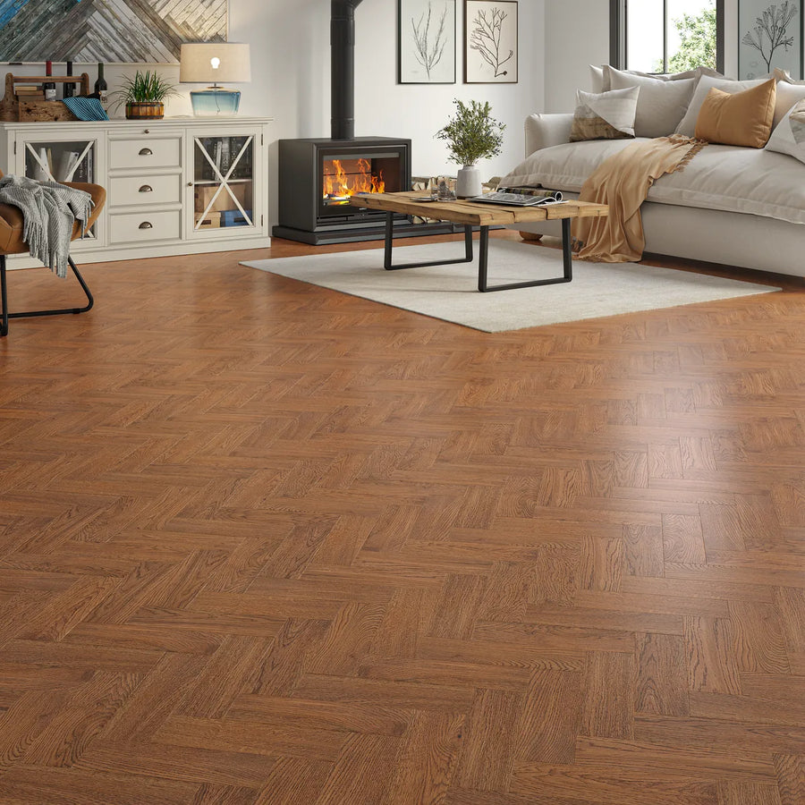 Pickmere Antique Oak Herringbone Flooring in a room setting