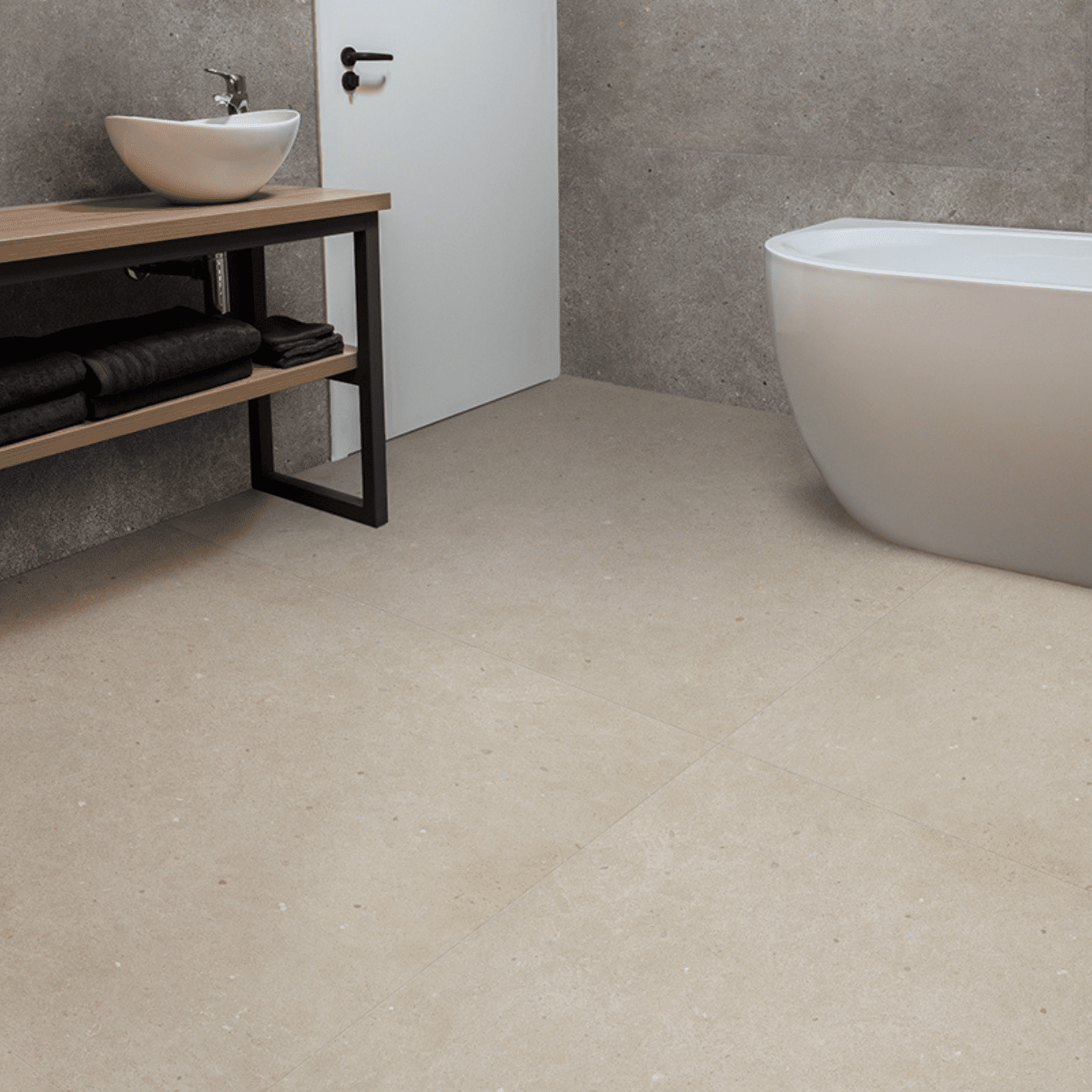 Cream Brera Bloom stone effect porcelain floor tiles