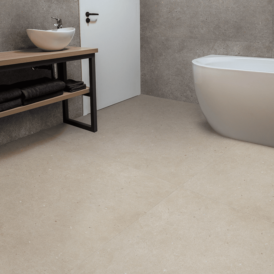 Cream Brera Bloom stone effect porcelain floor tiles
