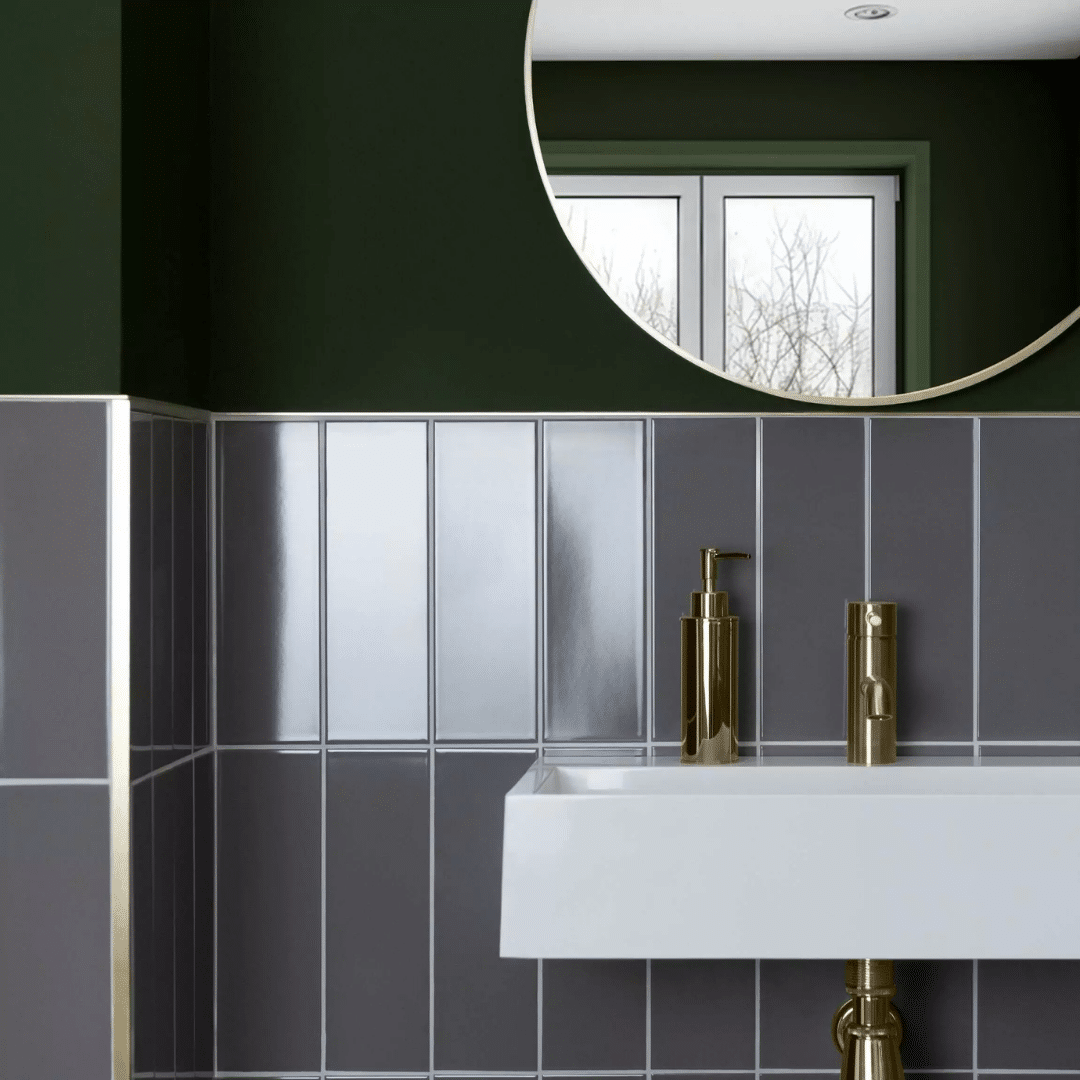Smooth grey gloss ceramic metro wall tiles