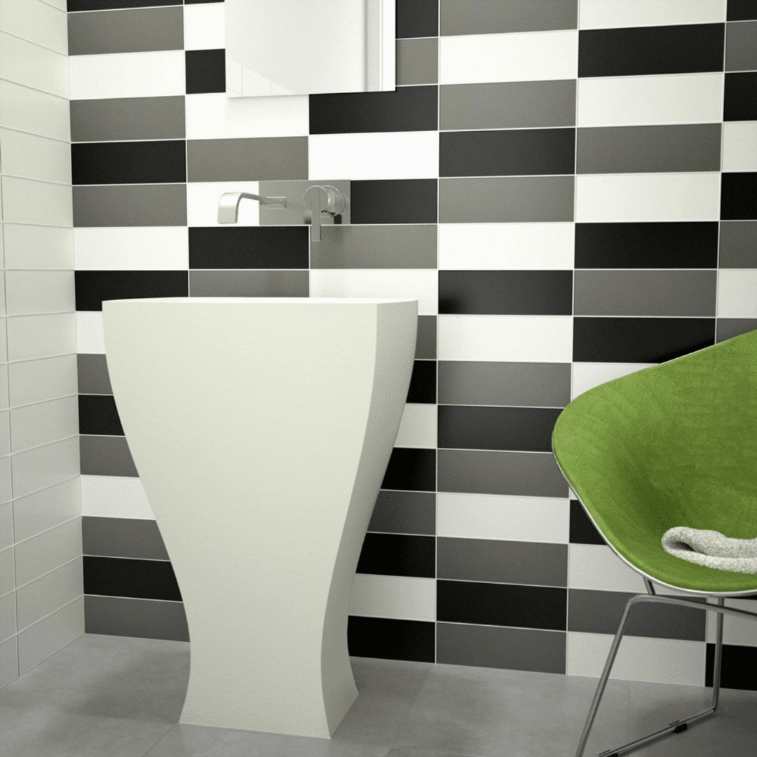 Dark grey metro ceramic wall tile with smooth finish