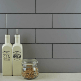 Grey ceramic brick metro tiles with glossy surface