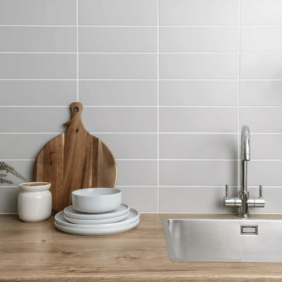Grey matt ceramic brick tiles for stylish wall layouts