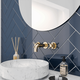 Bricks navy gloss ceramic metro wall tiles design