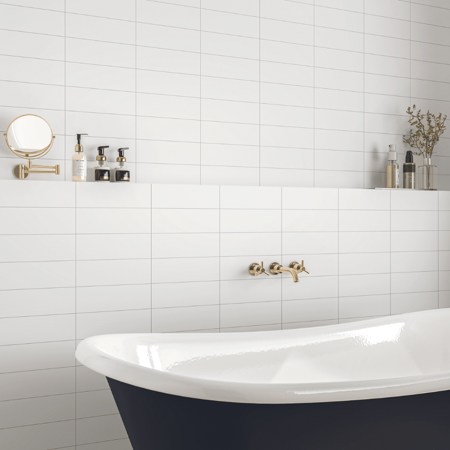 Matt finish brick-style ceramic wall tile pattern