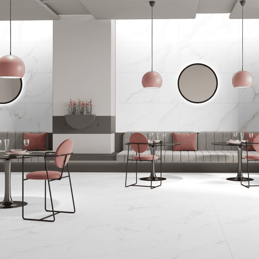Rectified matt finish white porcelain tile