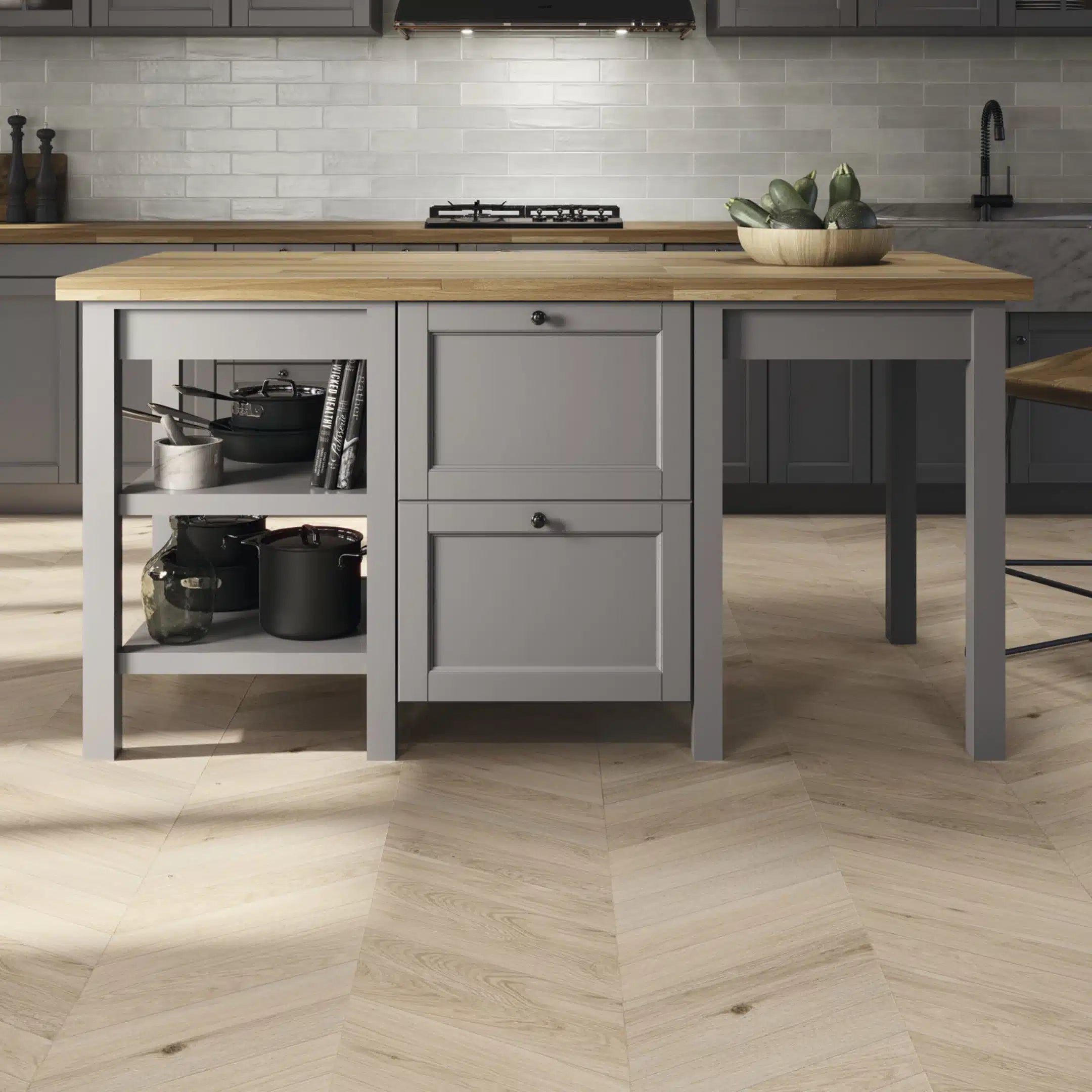 Oregon Chevron Haya porcelain floor tile pattern